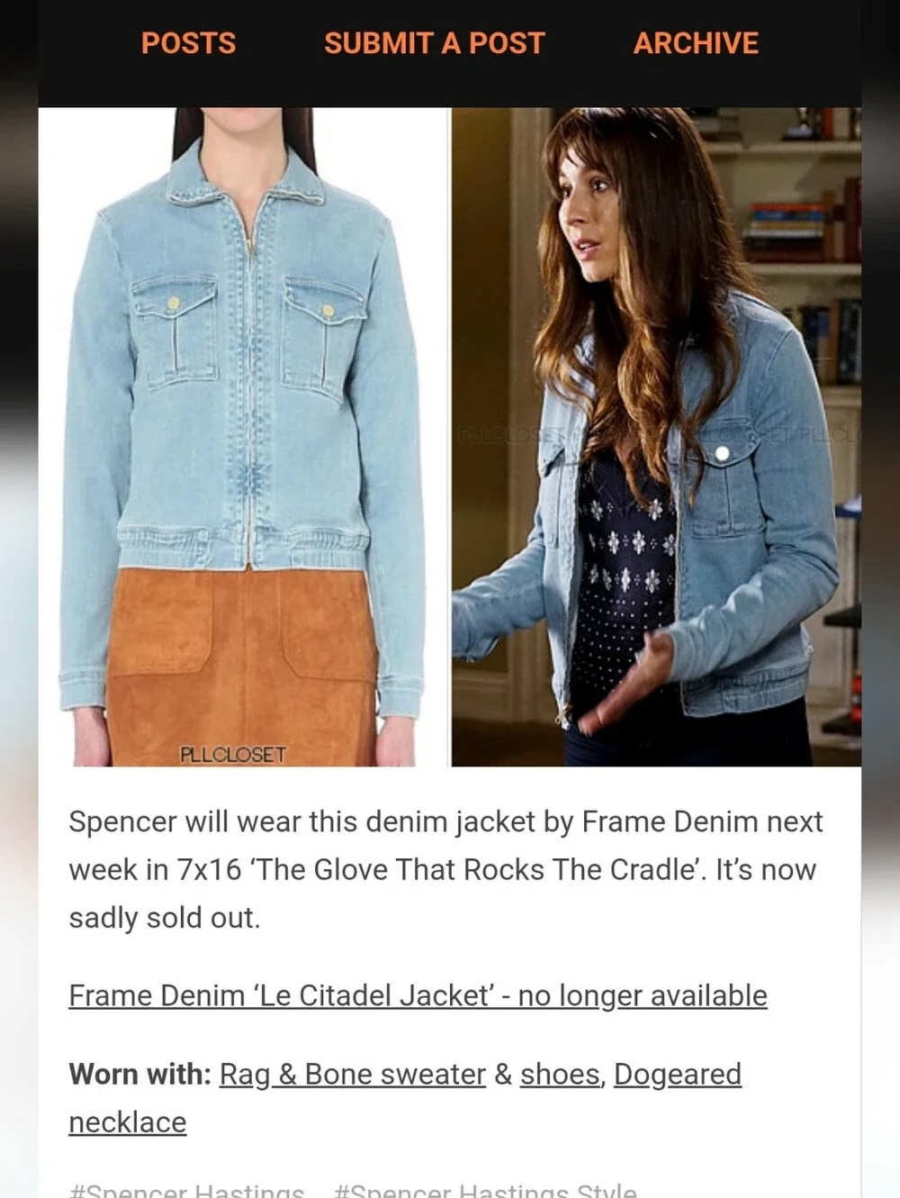 FRAME Le Citadel denim jacket in a light blue barrington wash with a full zip - Picture 2 of 7